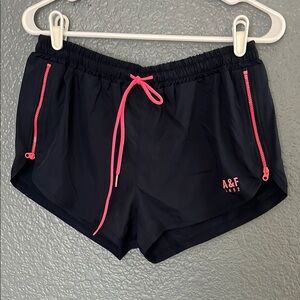 Abercrombie & Fitch Women's Black Shorts with Pink Accents Size Medium